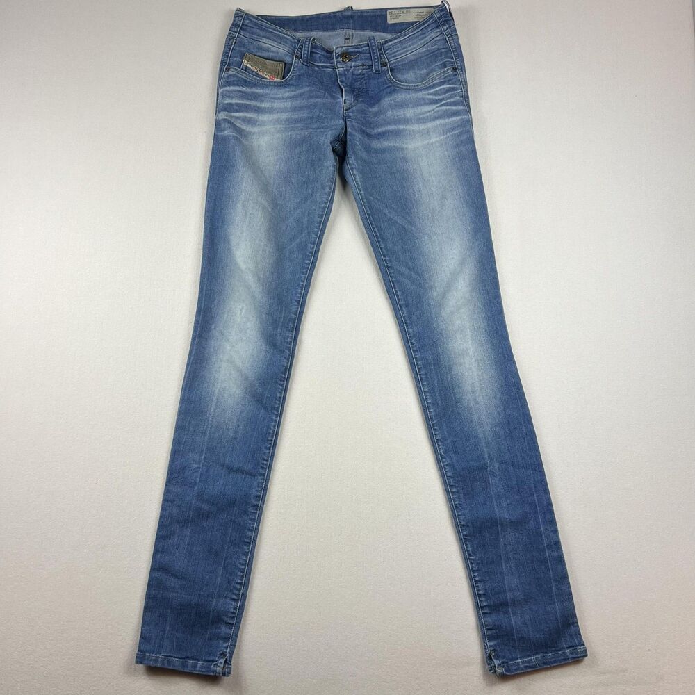 Diesel Grupee Jeans Womens 27x34 Blue Stretch Super Slim Skinny Low Waist 0802P